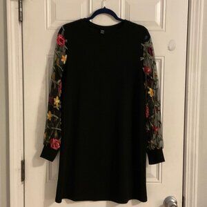 SHEIN Black Dress with Floral Sleeves